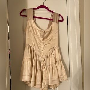 Beautiful lightly worn Vanessa Mooney Elizebeth Dress in Cream Satin Size Small